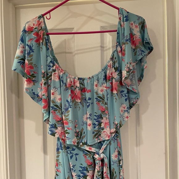 Pink Blush Maternity off the shoulder Maxi size XL - Picture 2 of 3